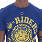 Stylish Blue Riders Motif Cotton Tee