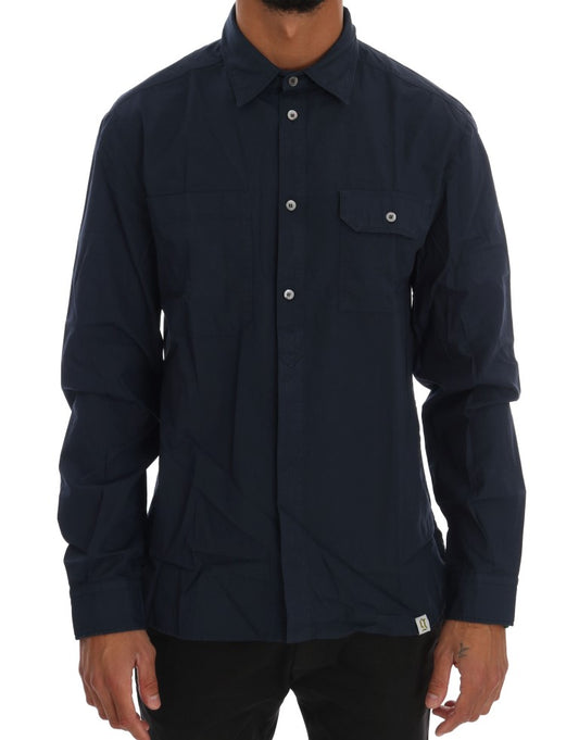 Elegant Blue Cotton Casual Shirt