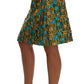 Elegant Green Jacquard High Waist Skirt