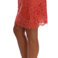 Orange Macramé Lace Pencil Skirt