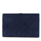 Blue Suede Gold Frame Clutch Evening Party Purse Bag