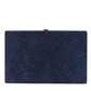 Blue Suede Gold Frame Clutch Evening Party Purse Bag