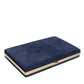 Blue Suede Gold Frame Clutch Evening Party Purse Bag