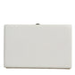 White Leather Gold Frame Clutch Evening Party Purse Bag