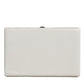 White Leather Gold Frame Clutch Evening Party Purse Bag