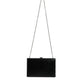 Black Leather Silver Frame Clutch Mini Crossbody Bag