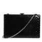 Black Leather Silver Frame Clutch Mini Crossbody Bag