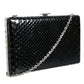 Black Leather Silver Frame Clutch Mini Crossbody Bag