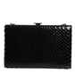 Black Leather Silver Frame Clutch Mini Crossbody Bag