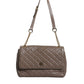 Brown Quilted Leather Shoulder Purse Satchel Bag