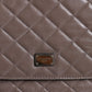 Brown Quilted Leather Shoulder Purse Satchel Bag