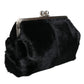 Black Fur Handbag Clutch Purse Pouch Bag