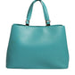 Green Leather Women Shopping Tote Top Handle Bag