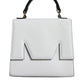 White Bovine Leather Top Handle Handbag Satchel Purse Bag