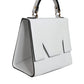 White Bovine Leather Top Handle Handbag Satchel Purse Bag