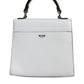 White Bovine Leather Top Handle Handbag Satchel Purse Bag