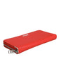 Red Leather Continental Zip Around Card Holder Bifold Clutch Wallet