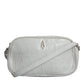 White Croc Print Leather Crossbody Sling Bag