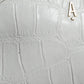 White Croc Print Leather Crossbody Sling Bag