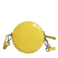 Yellow Leather Logo Crossbody Sling Shoulder Round Bag