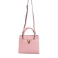 Pink Small Top Handle Grainy Calf Leather Crossbody Bag