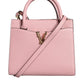 Pink Small Top Handle Grainy Calf Leather Crossbody Bag