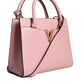 Pink Small Top Handle Grainy Calf Leather Crossbody Bag