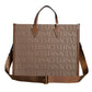 Brown Top Handle Jacquard Leather Logo Crossbody Tote Bag