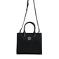 Black Top Handle Canvas Leather Logo Crossbody Tote Bag