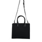 Black Top Handle Canvas Leather Logo Crossbody Tote Bag