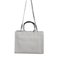 White Top Handle Canvas Leather Logo Crossbody Tote Bag