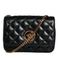 Black Quilted Lambskin Leather Crossbody Shoulder Bag