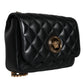 Black Quilted Lambskin Leather Crossbody Shoulder Bag