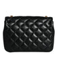 Black Quilted Lambskin Leather Crossbody Shoulder Bag