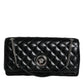 Black Quilted Lambskin Leather Crossbody Shoulder Bag