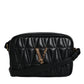 Black Quilted Lamb Leather Camera Case Shoulder Bag