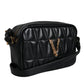 Black Quilted Lamb Leather Camera Case Shoulder Bag