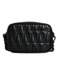 Black Quilted Lamb Leather Camera Case Shoulder Bag