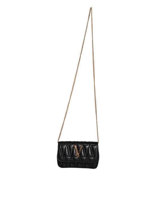 Black Mini Nappa Leather Crossbody Shoulder Bag