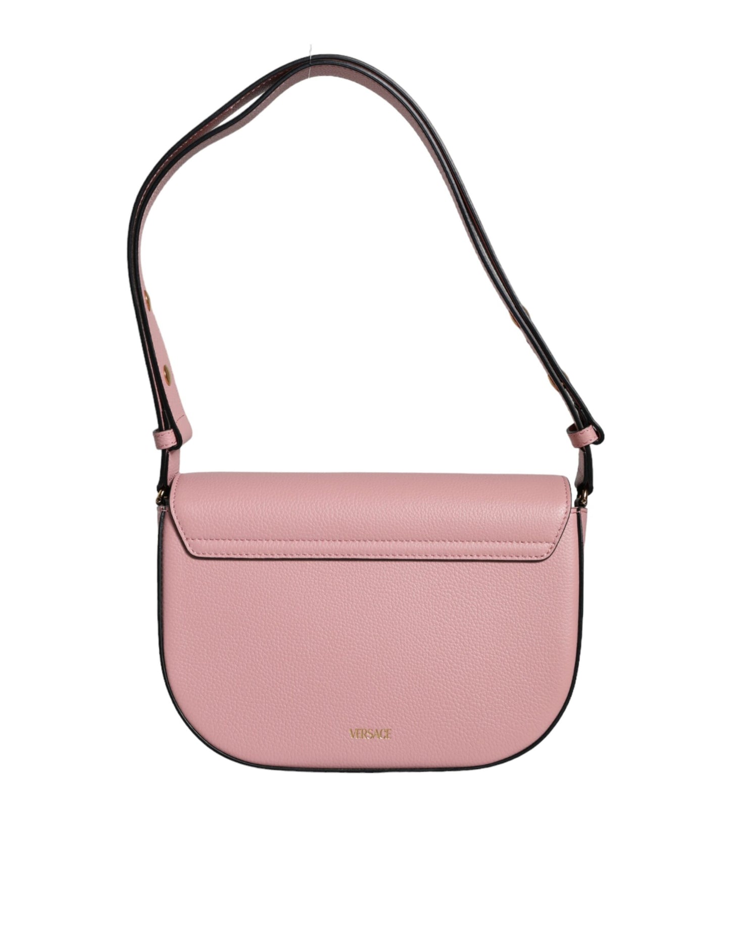 Pink Grainy Calf Leather Logo Crossbody Shoulder Bag