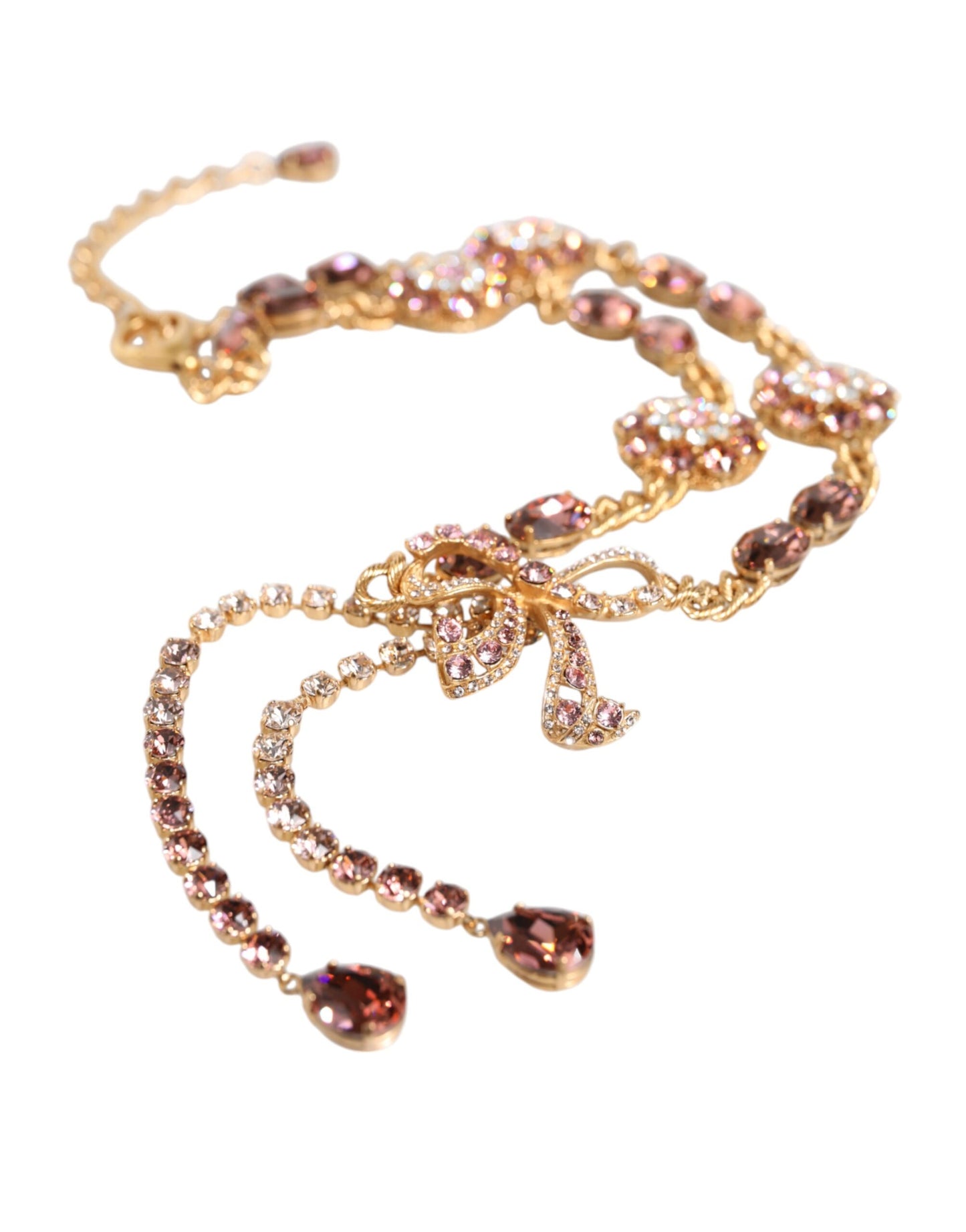 Gold Tone Brass Crystal Embellished Waist Chain Belt