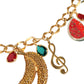 Gold Tone Brass Fruity Crystal Embellished Waist Chain Belt