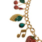 Gold Tone Brass Fruity Crystal Embellished Waist Chain Belt