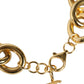 Gold Tone Brass Maxi Chain Lobster Clasp Logo Bracelet