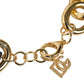 Gold Tone Brass Maxi Chain Lobster Clasp Logo Bracelet