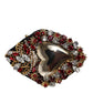 Gold Tone Brass Sacred Heart Crystal Embellished Brooch