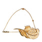 Gold Tone 925 Sterling Silver Leaf Crystal Chain Brooch