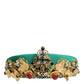 Green Silk Crystal Embellished Tiara Headband Crown Diadem