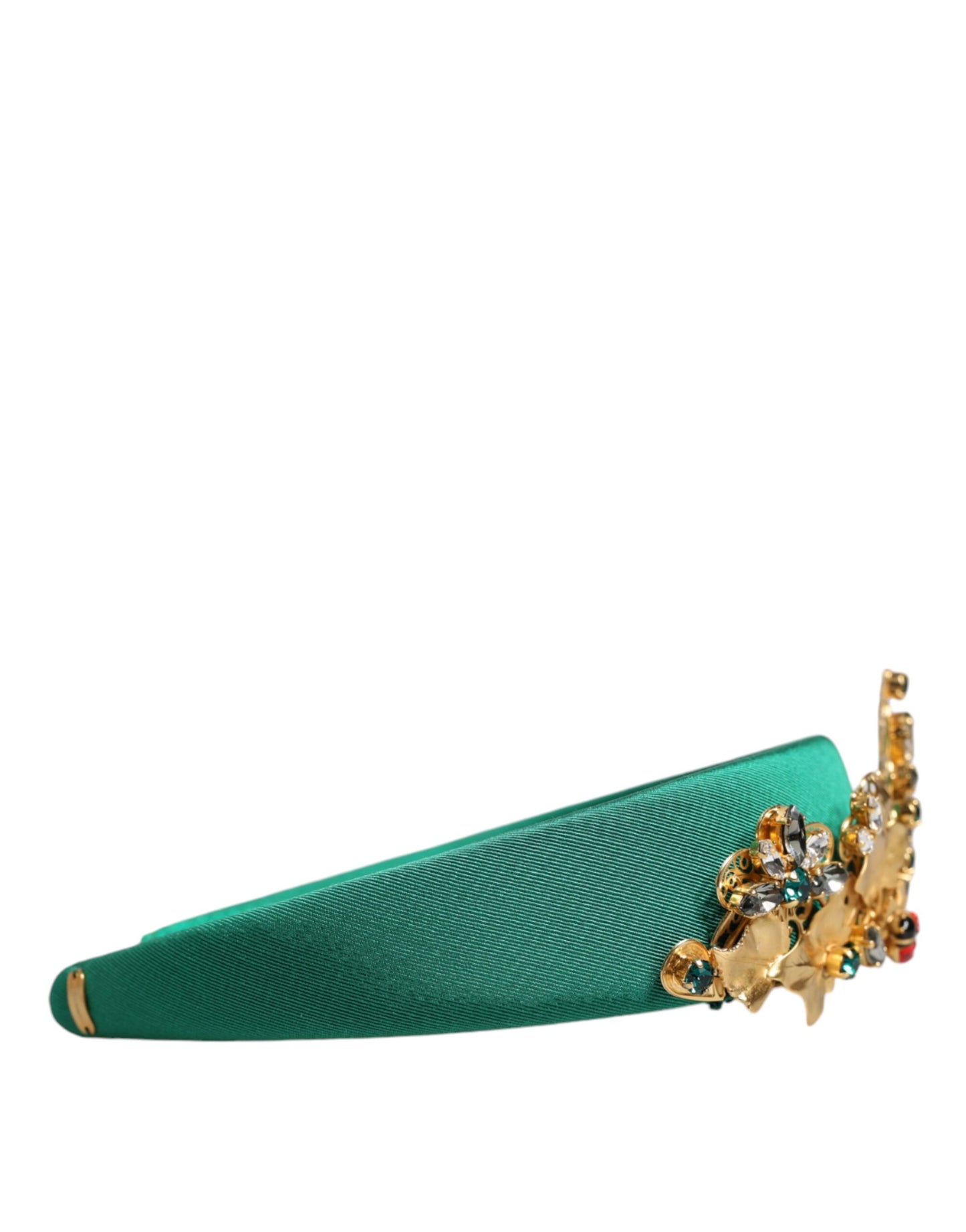 Green Silk Crystal Embellished Tiara Headband Crown Diadem