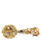 Gold Leather Floral Crystal Angel Headphones